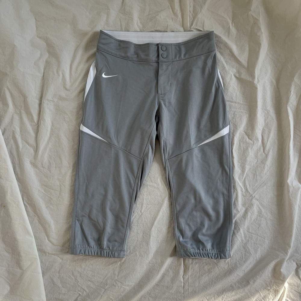 New Nike Softball Pants Women's Medium Cropped 3/4 Capri Grey 578471